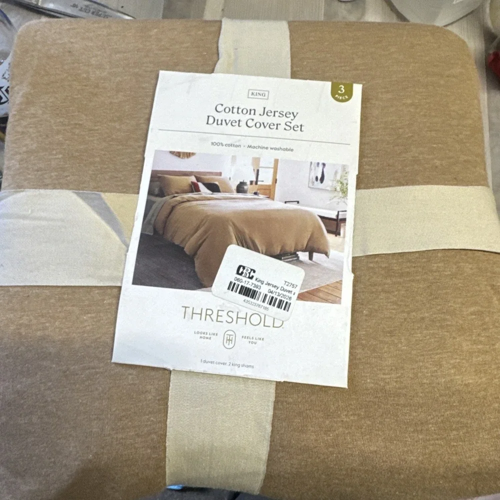 New Threshold Washed Cotton Sateen Duvet Cover and Sham Set Dark Navy King